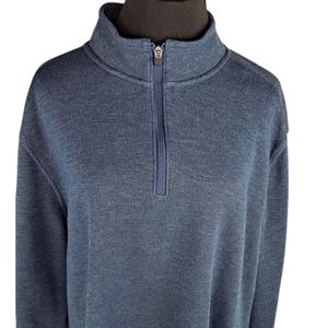 Eddie Bauer Sweater Mens XXL 2XL Black Fleece 1/4 Zip Mock Neck Long Sleeve